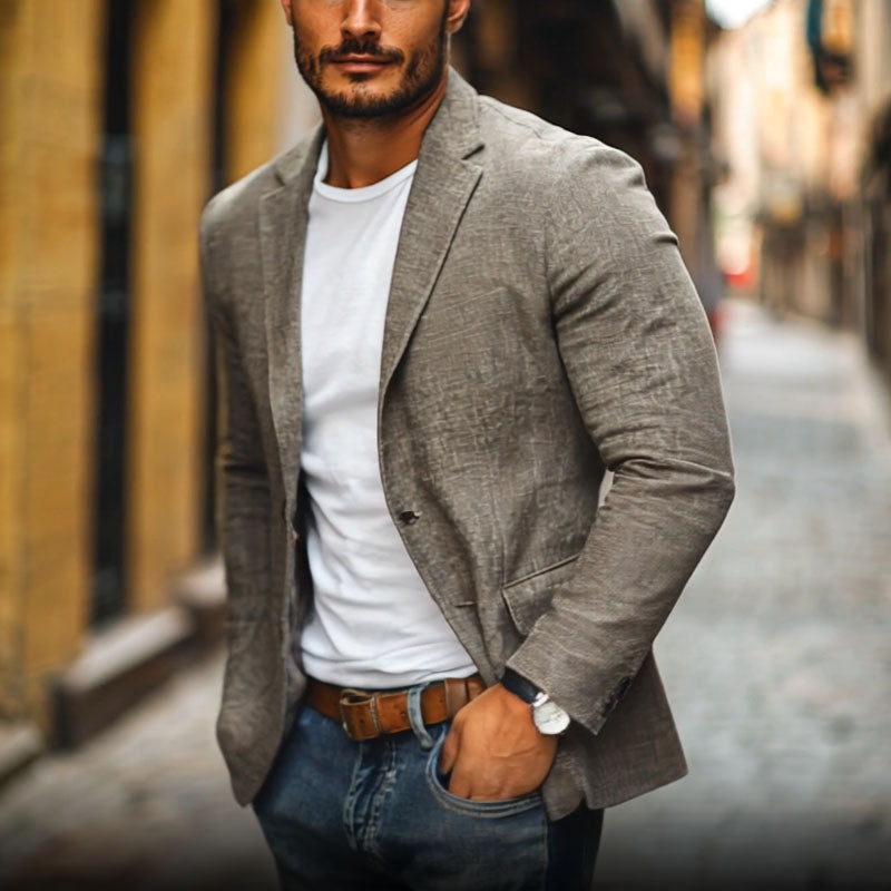 Dino | Men's Single-Breasted Cotton Linen Blazer