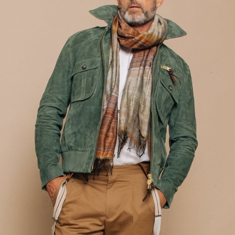 Timothy | Men's Retro Lapel Suede Zip-Up Jacket