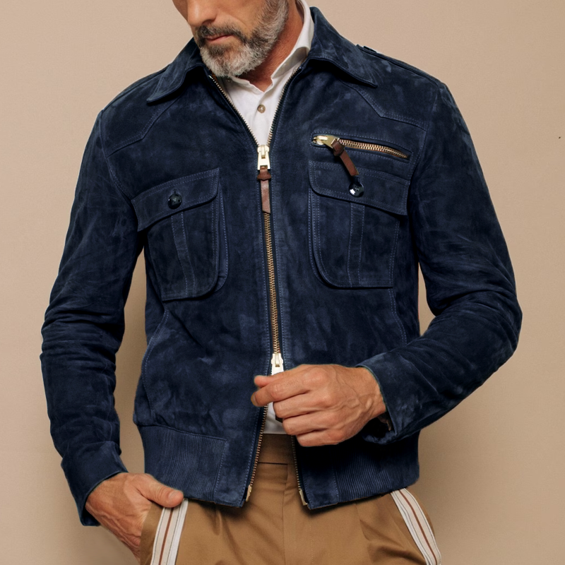Timothy | Men's Retro Lapel Suede Zip-Up Jacket