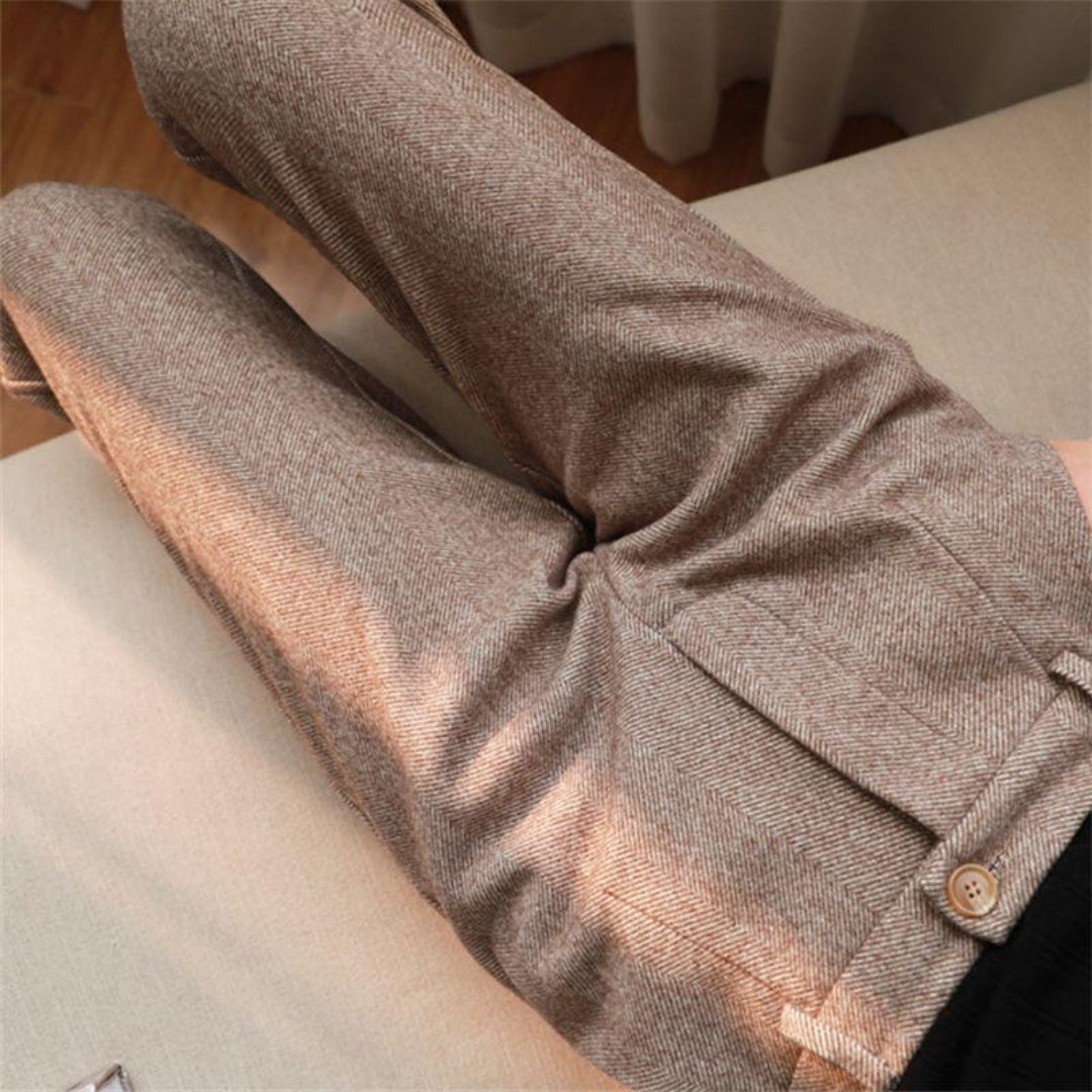 Levie | Men's Tailored Fit Herringbone Trousers