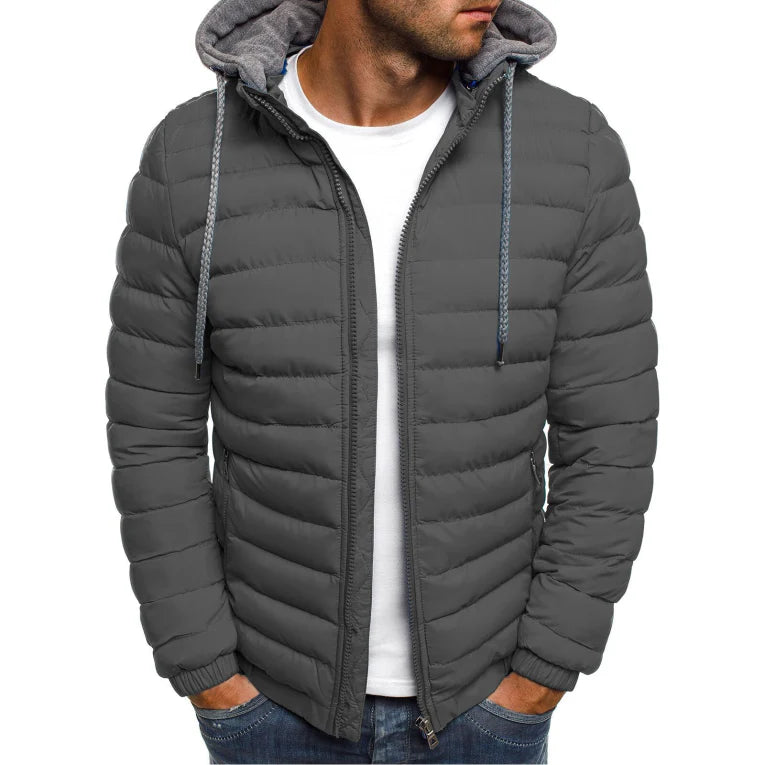 Joban | Men's Quilted Hooded Parka with Stand Collar