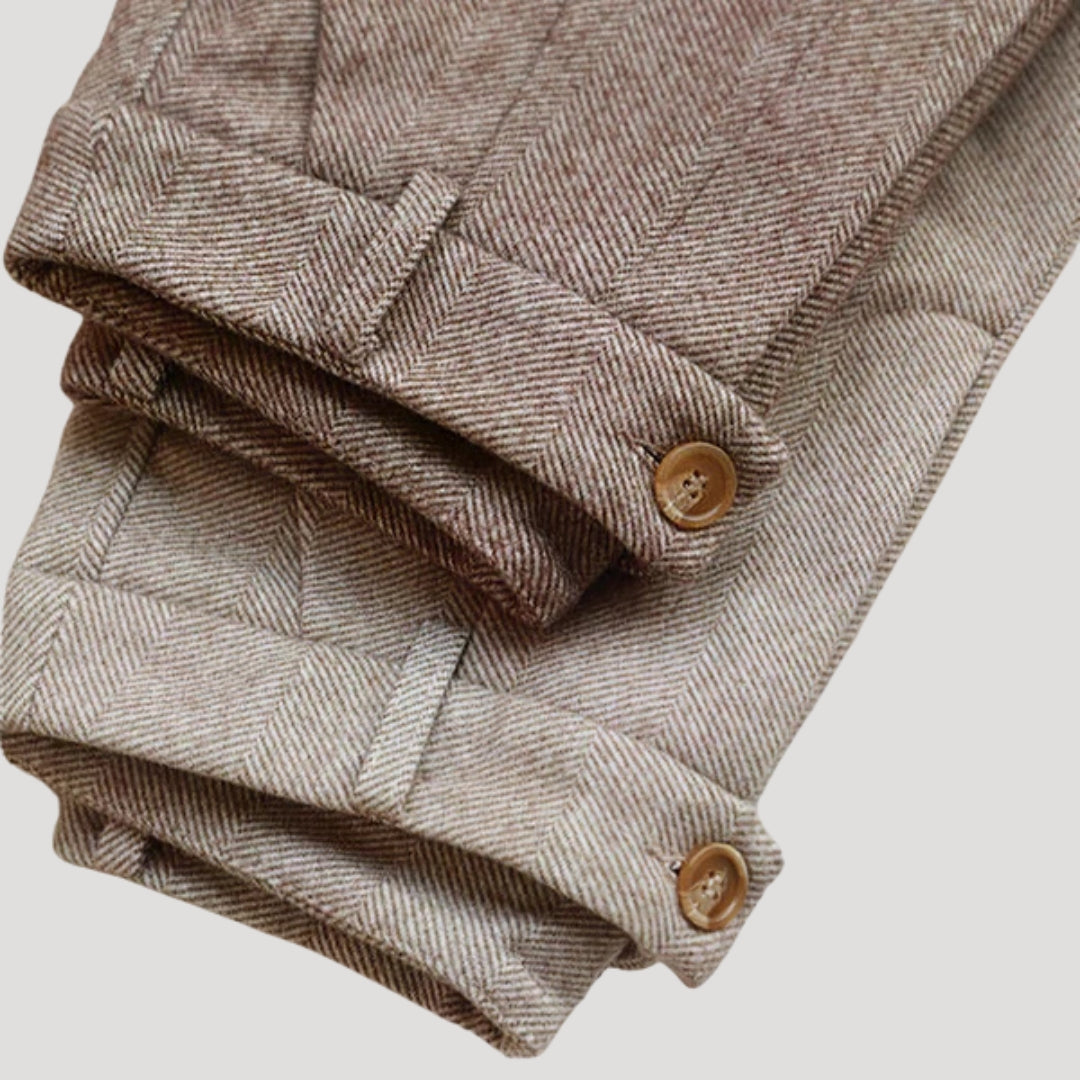 Levie | Men's Tailored Fit Herringbone Trousers