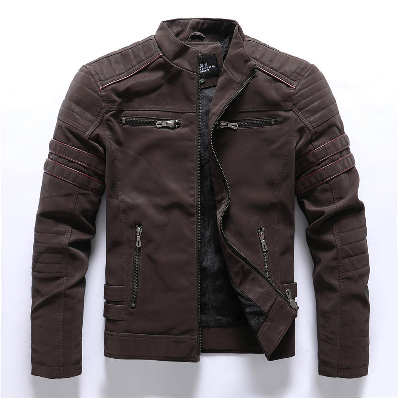Griffin | Men's Snap Collar Racer Style Leather Jacket
