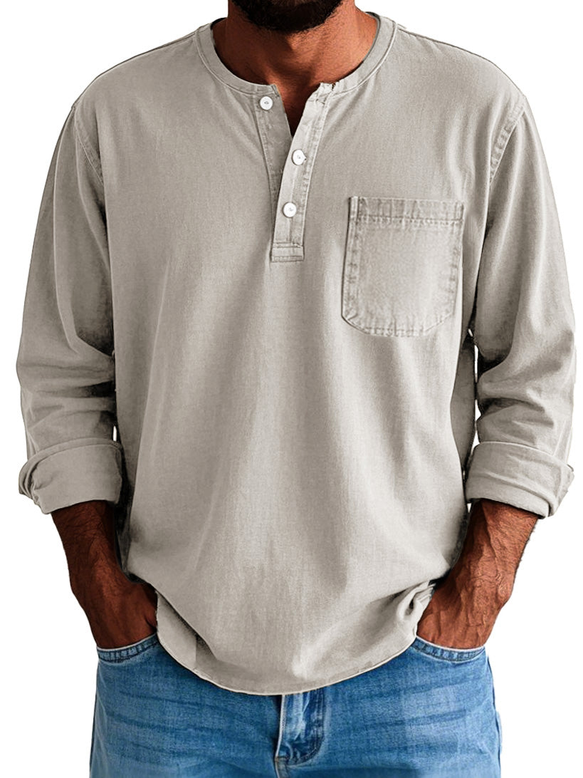 Gordon | Men's Long Sleeve Henley Shirt with Pocket
