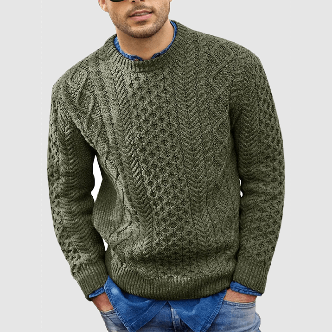 Jim | Men's Warm Crew Neck Cable Knit Sweater