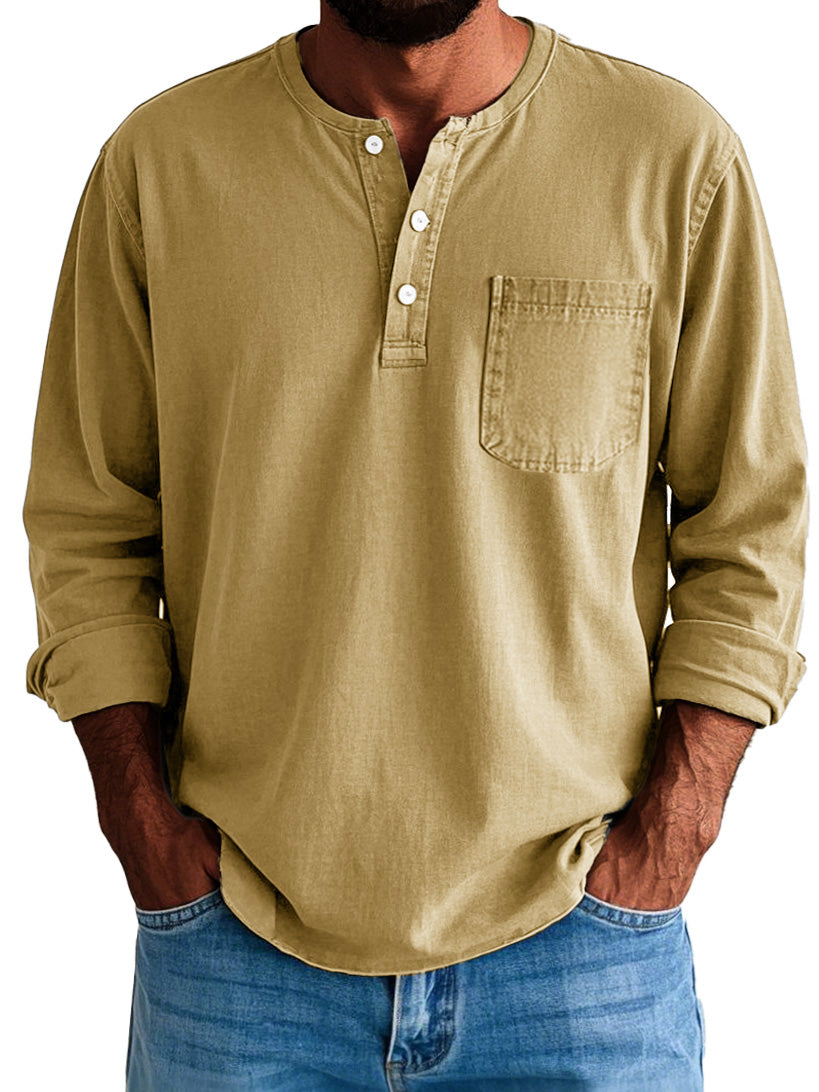 Gordon | Men's Long Sleeve Henley Shirt with Pocket