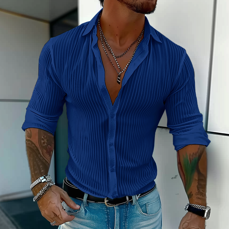 Cullen | Men's Striped Long Sleeve Linen Shirt