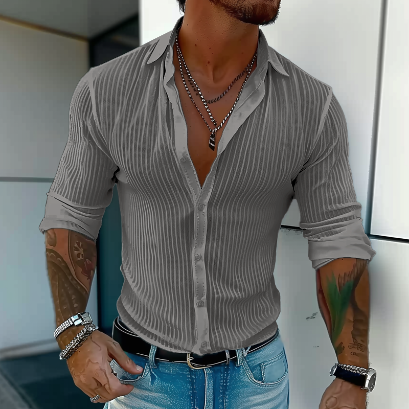 Cullen | Men's Striped Long Sleeve Linen Shirt