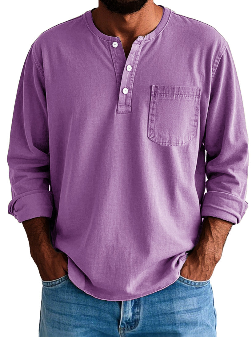 Gordon | Men's Long Sleeve Henley Shirt with Pocket