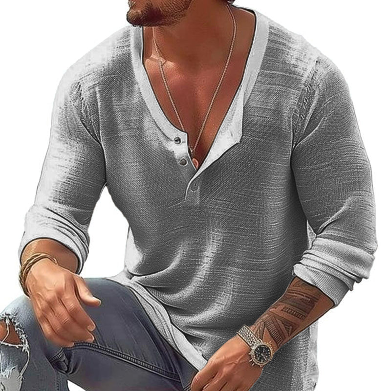 Ben | Men's Casual Long Sleeve U-neck Henley Tee