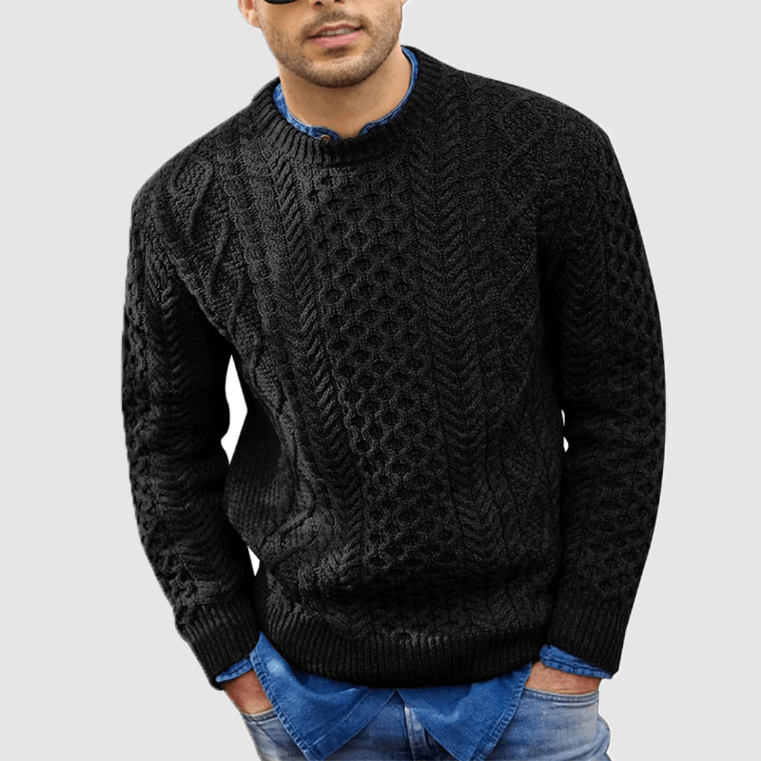 Jim | Men's Warm Crew Neck Cable Knit Sweater
