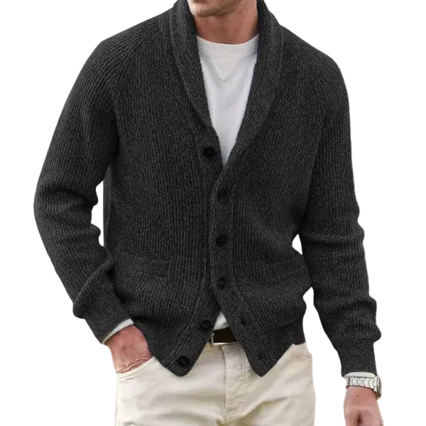Forrest | Men's Shawl Collar Ribbed Cardigan with Pockets