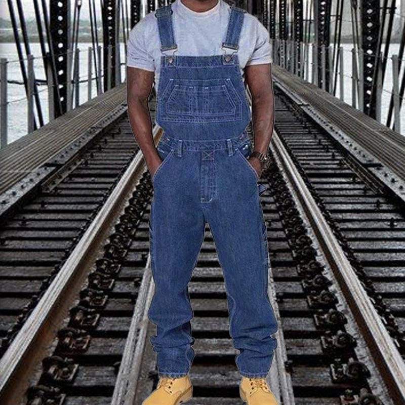 Jerry | Men's Loose Fit Denim Bib Overalls with Multi-Pockets