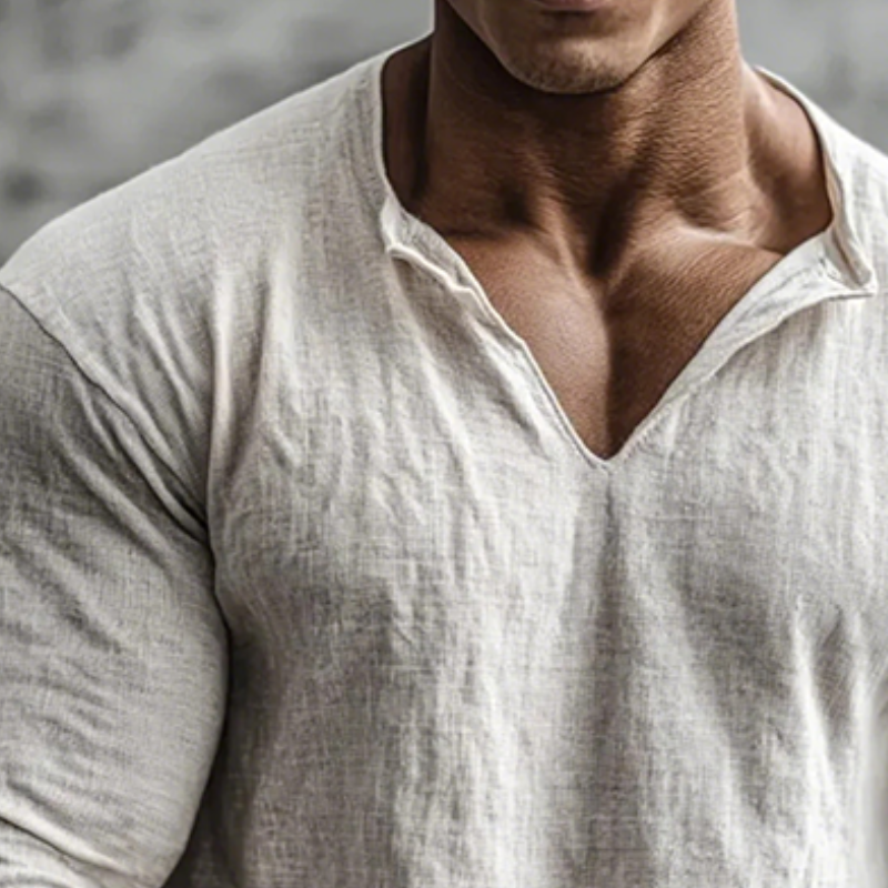 John | Men's V-Neck Long Sleeve Henley Shirt