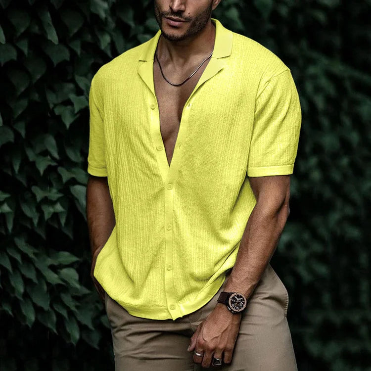 Ari | Men's Textured Cuban Collar Summer Shirt