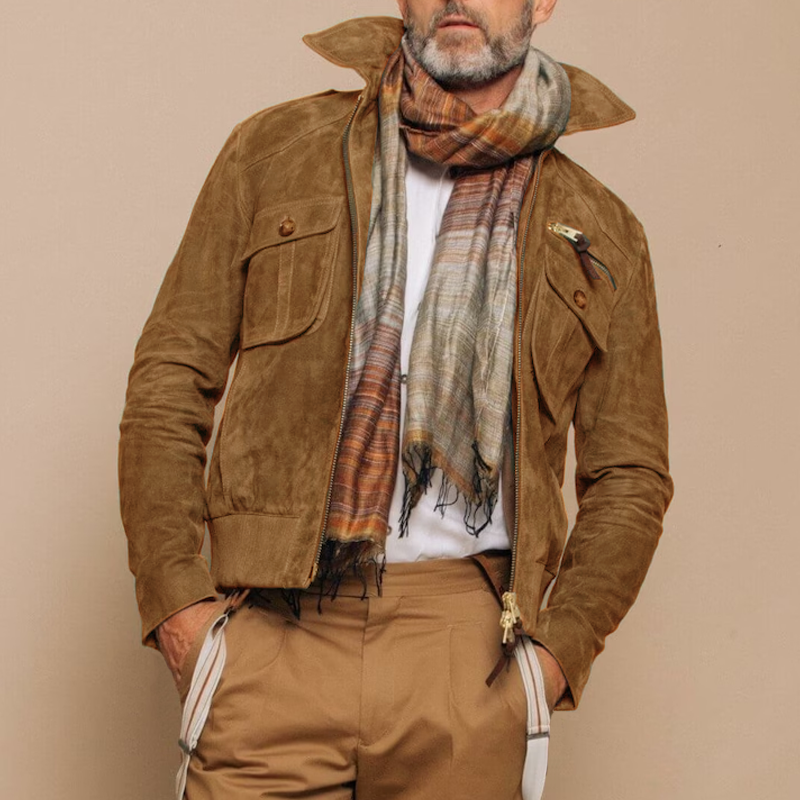Timothy | Men's Retro Lapel Suede Zip-Up Jacket