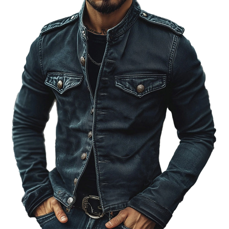 Craig | Men's Vintage Stand Collar Denim Jacket