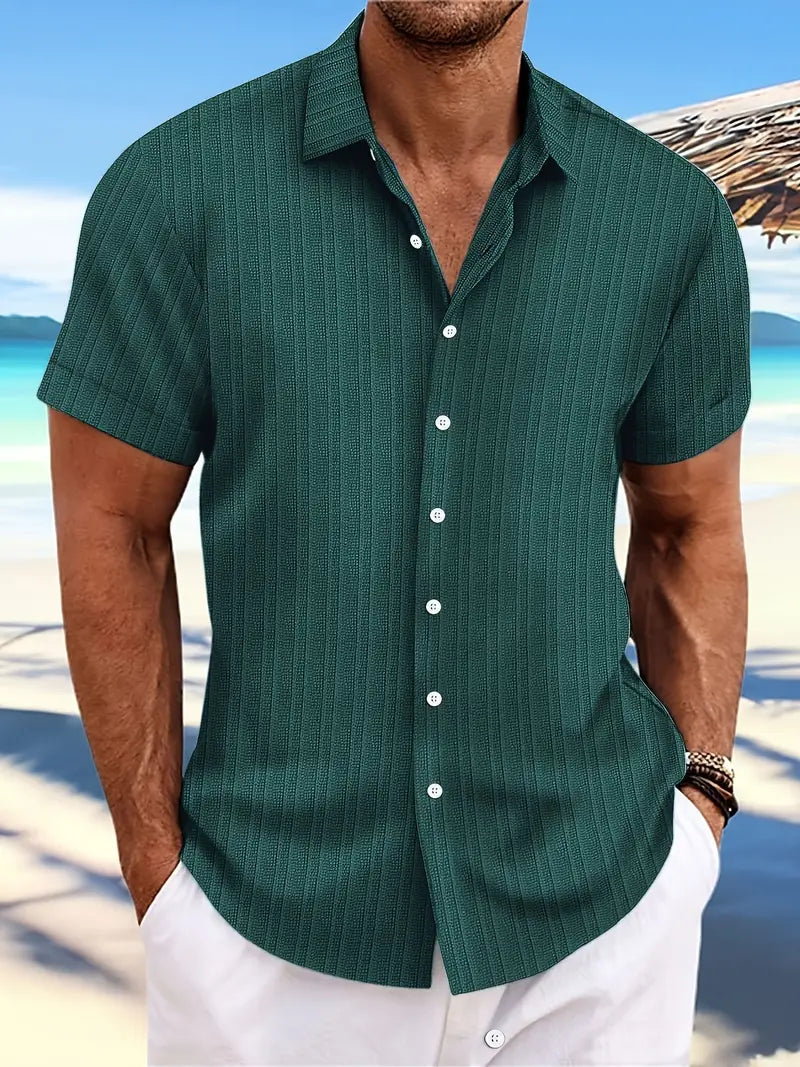 Dexter | Men's Ribbed Short Sleeve Button-Down Shirt