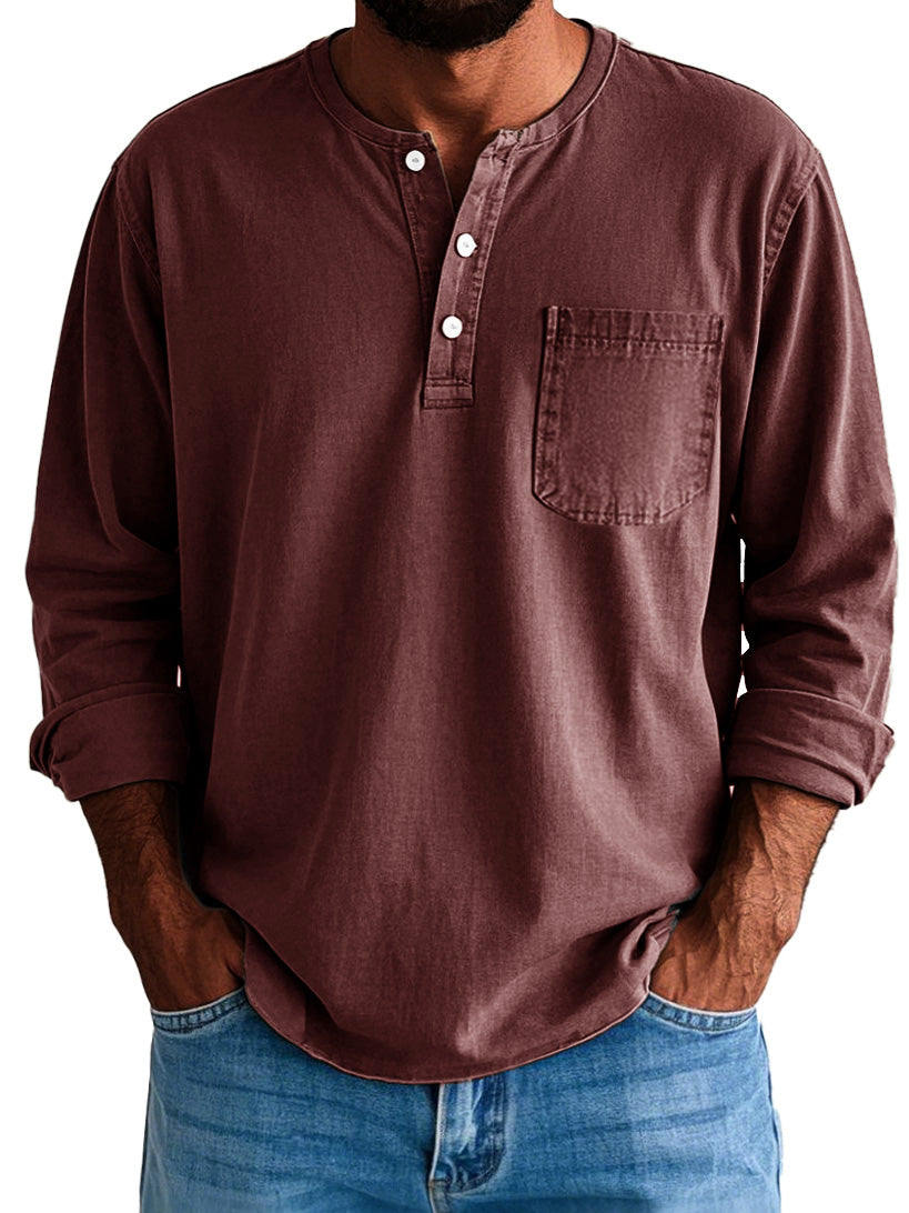 Gordon | Men's Long Sleeve Henley Shirt with Pocket