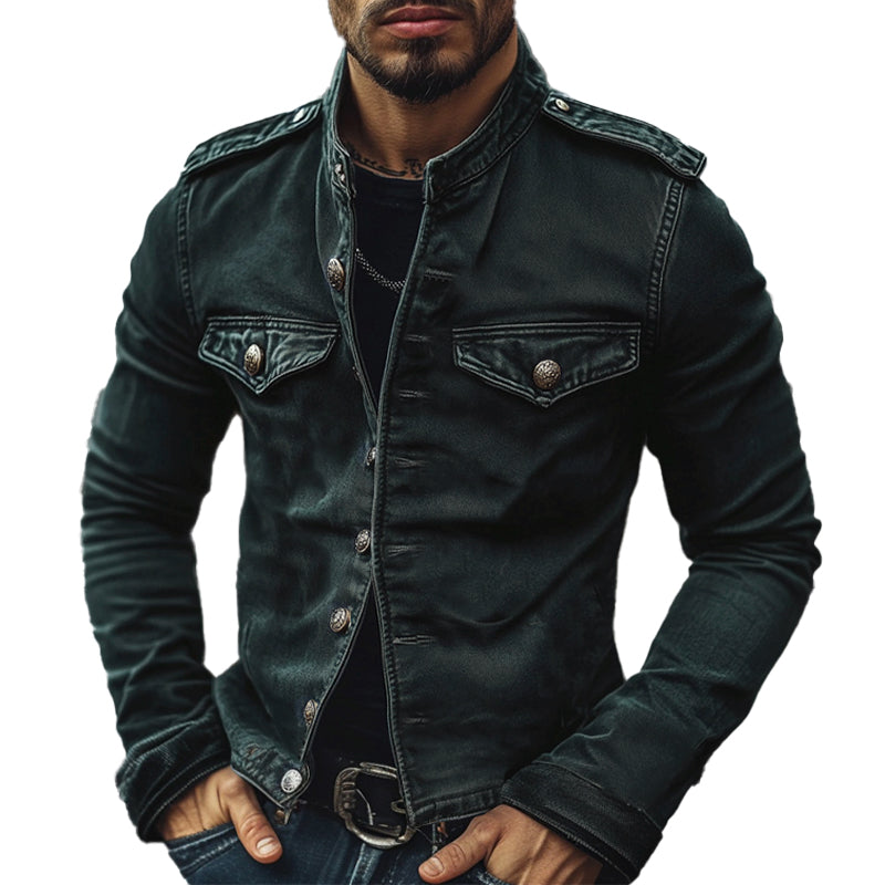 Craig | Men's Vintage Stand Collar Denim Jacket