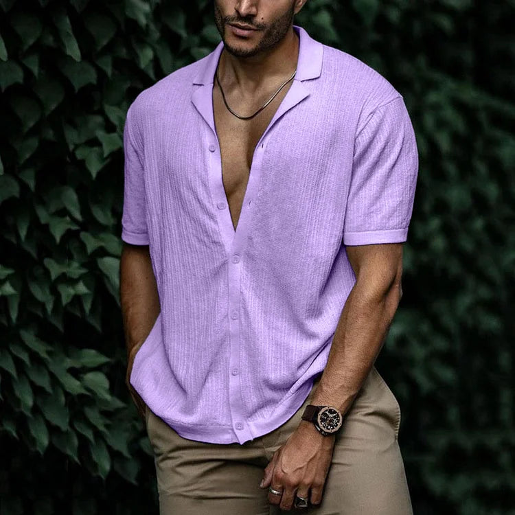 Ari | Men's Textured Cuban Collar Summer Shirt