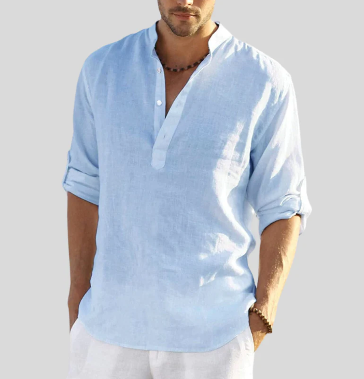 Finley | Men's Linen V-Neck Short Sleeve Button-Up Shirt