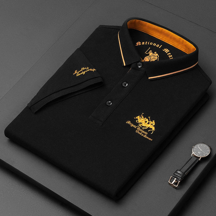 Franco | Men's Contrast Collar Knit Polo Shirt
