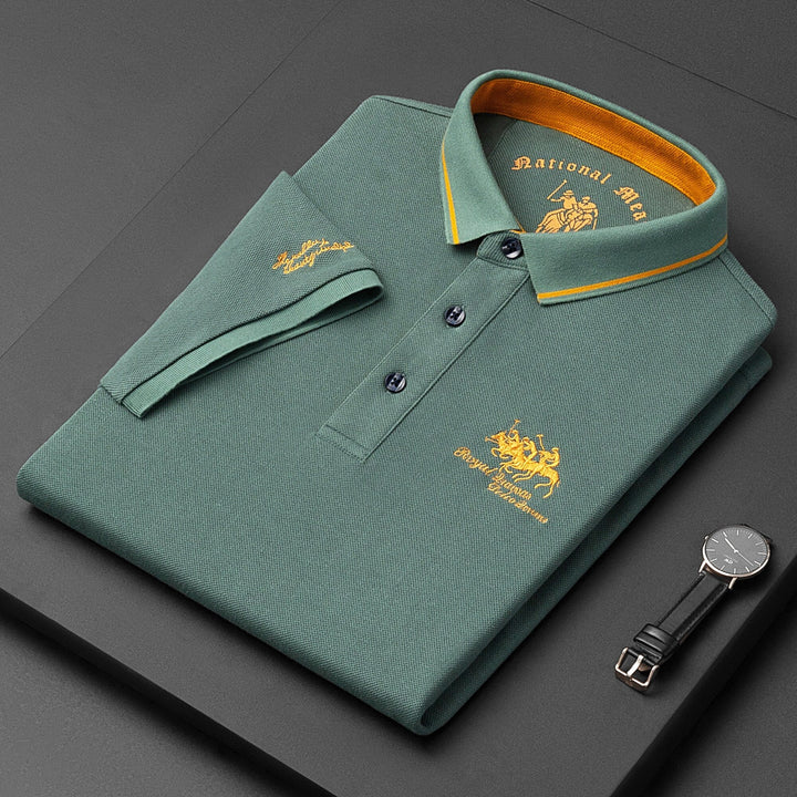 Franco | Men's Contrast Collar Knit Polo Shirt