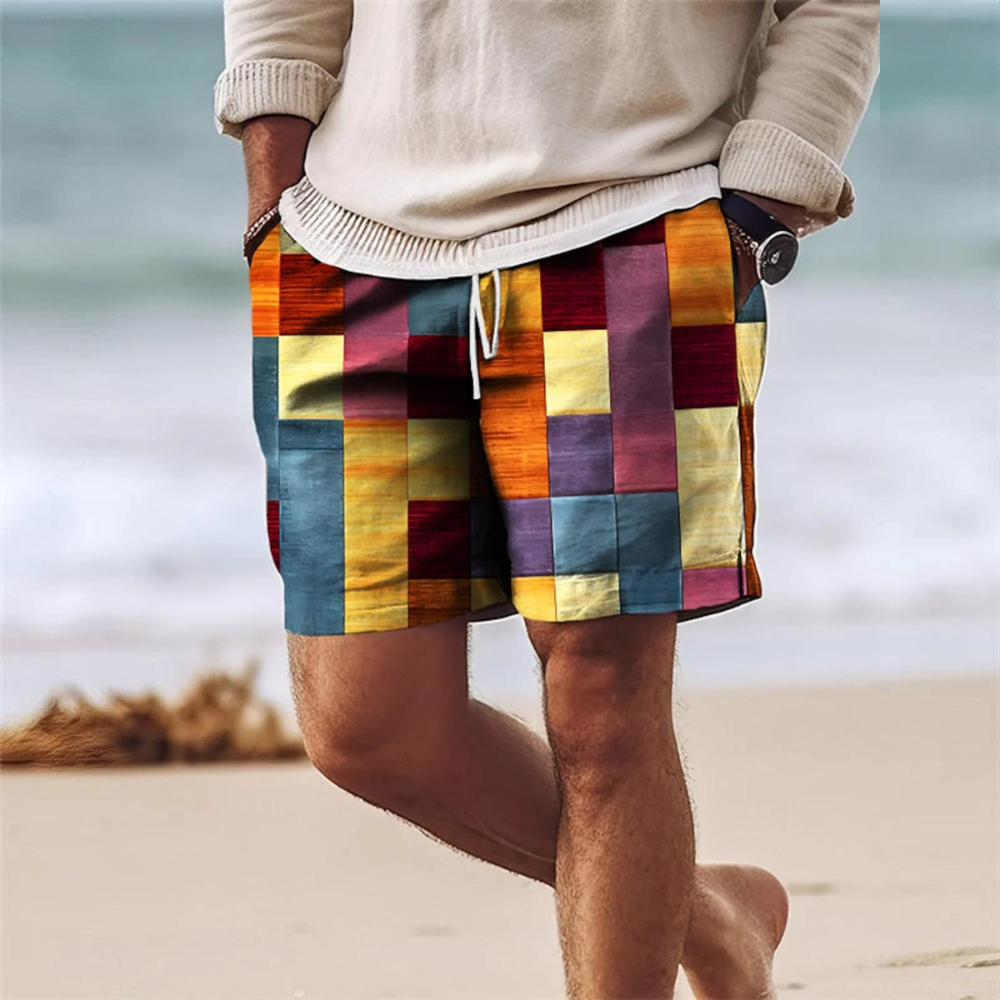 Buddy | Men's Geometric Print Drawstring Summer Shorts