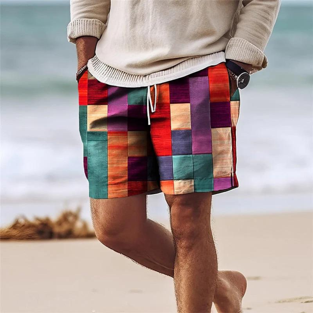 Buddy | Men's Geometric Print Drawstring Summer Shorts