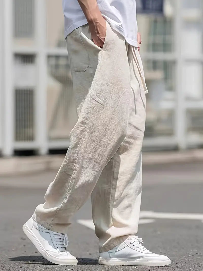 Reuben | Men's Casual Loose Fit Drawstring Linen Pants