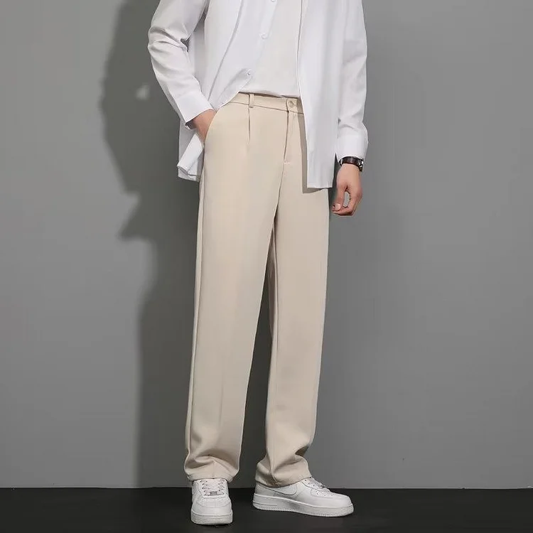 Rehan | Men's High-Waisted Straight Leg Trousers