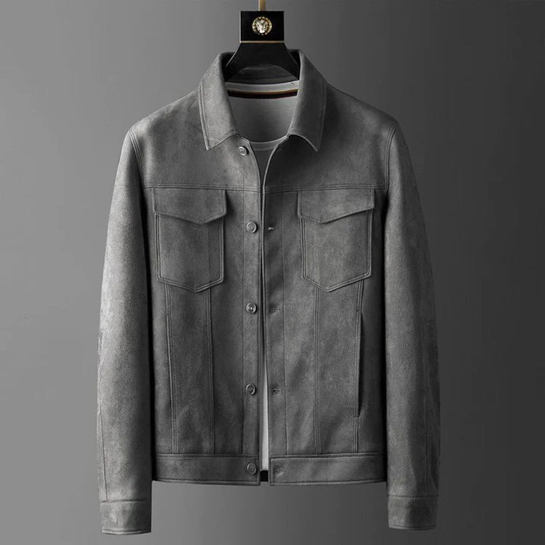 Eddie | Men's Vintage Suede Leather Jacket with Chest Pockets