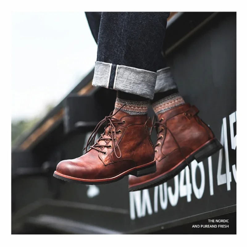 Toby | Men's Leather Ankle Boots with Buckle Strap