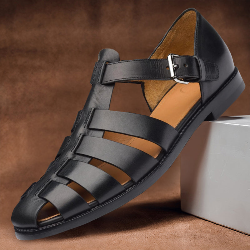 Elias | Men's Vegan Leather Multi-Strap Sandals with Ankle Buckle