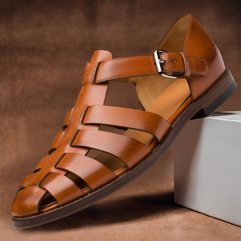 Elias | Men's Vegan Leather Multi-Strap Sandals with Ankle Buckle