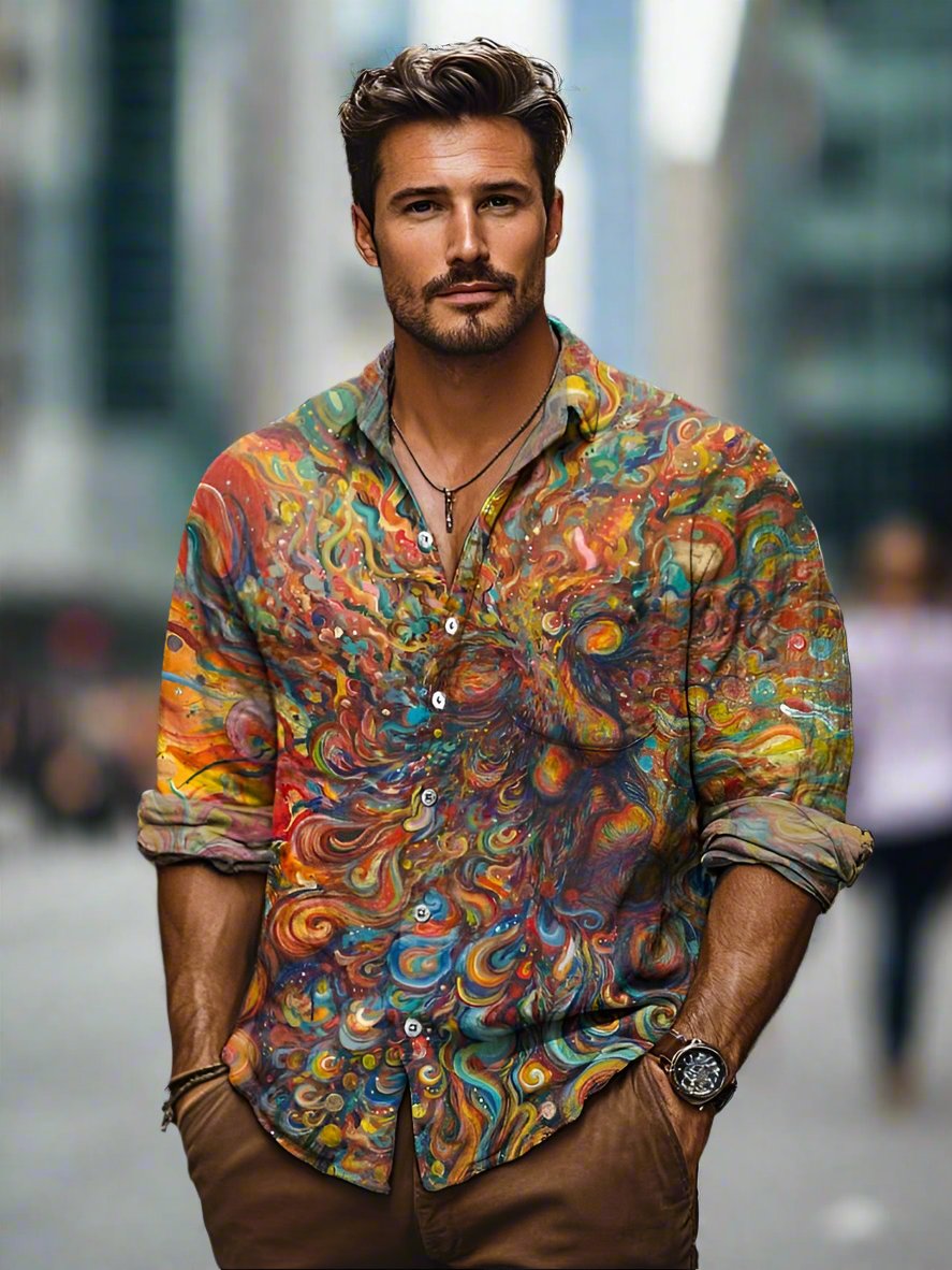 Garland | Men's Vibrant Abstract Button-Down Summer Shirt