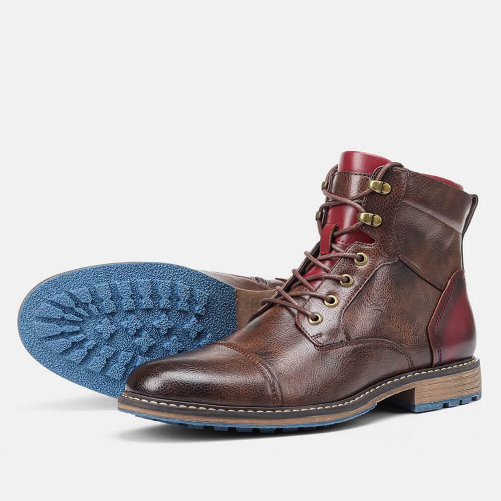 Kendrick | Men's Brown Leather Ankle Boots with Side Zipper