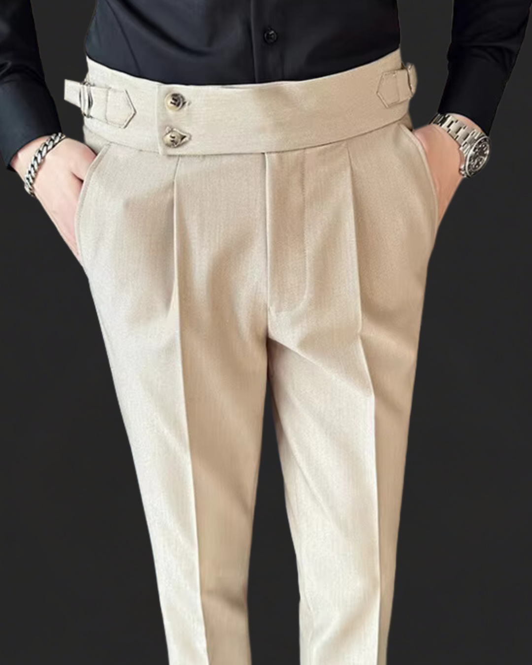 Jeevan | Men's Pleated Gurkha Dress Trousers