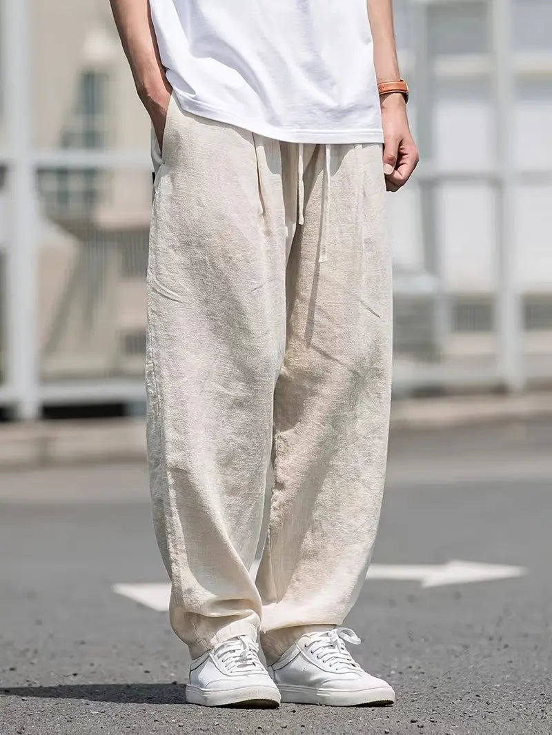 Reuben | Men's Casual Loose Fit Drawstring Linen Pants