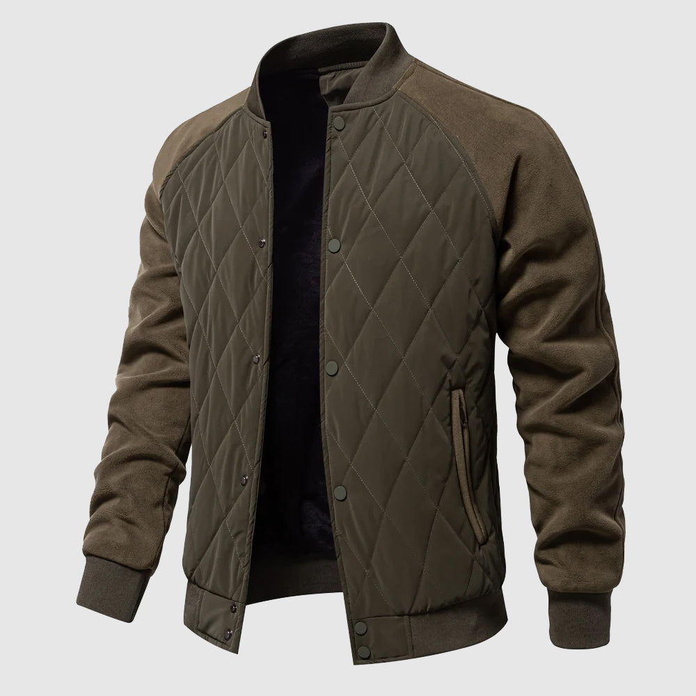 Duncan | Men's Snap-Front Panel Quilted Hybrid Bomber Jacket