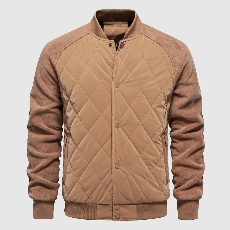 Duncan | Men's Snap-Front Panel Quilted Hybrid Bomber Jacket
