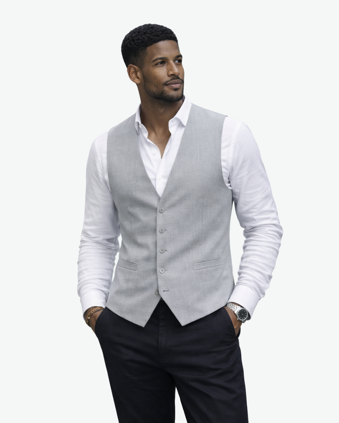 Men’s Tailored Waistcoat with V-Neck and Button Front