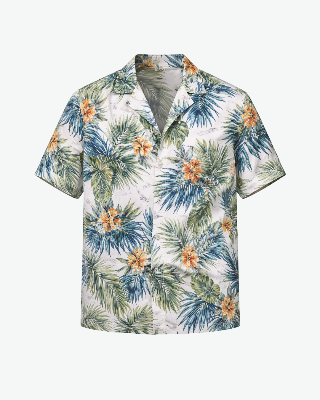 Men’s Tropical Print Short Sleeve Button-Up Shirt
