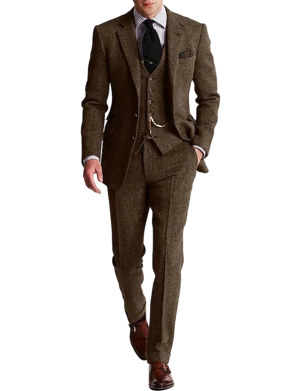 Jared | Men's Classic Three-Piece Tweed Tuxedo Set