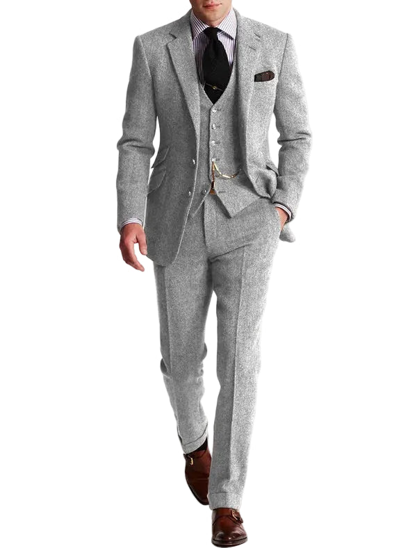 Jared | Men's Classic Three-Piece Tweed Tuxedo Set