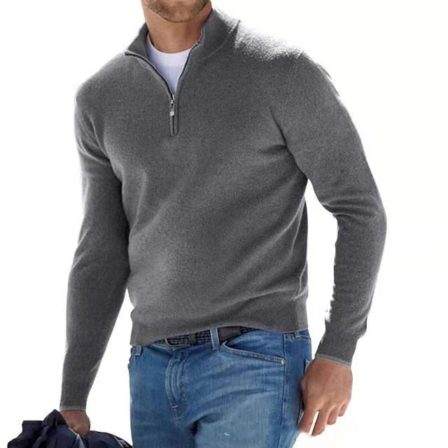Eli | Men's Quarter Zip V-Neck Sweater