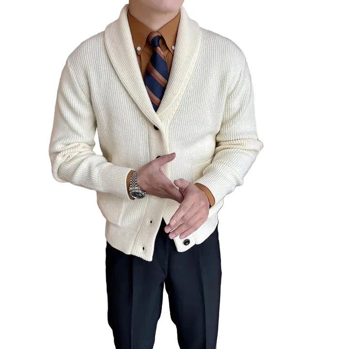 Enzo | Men's Button-Front Shawl Collar Cardigan