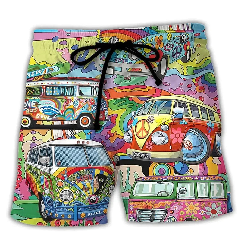 Zeke | Men's 3D Graffiti Print Quick-Dry Board Shorts