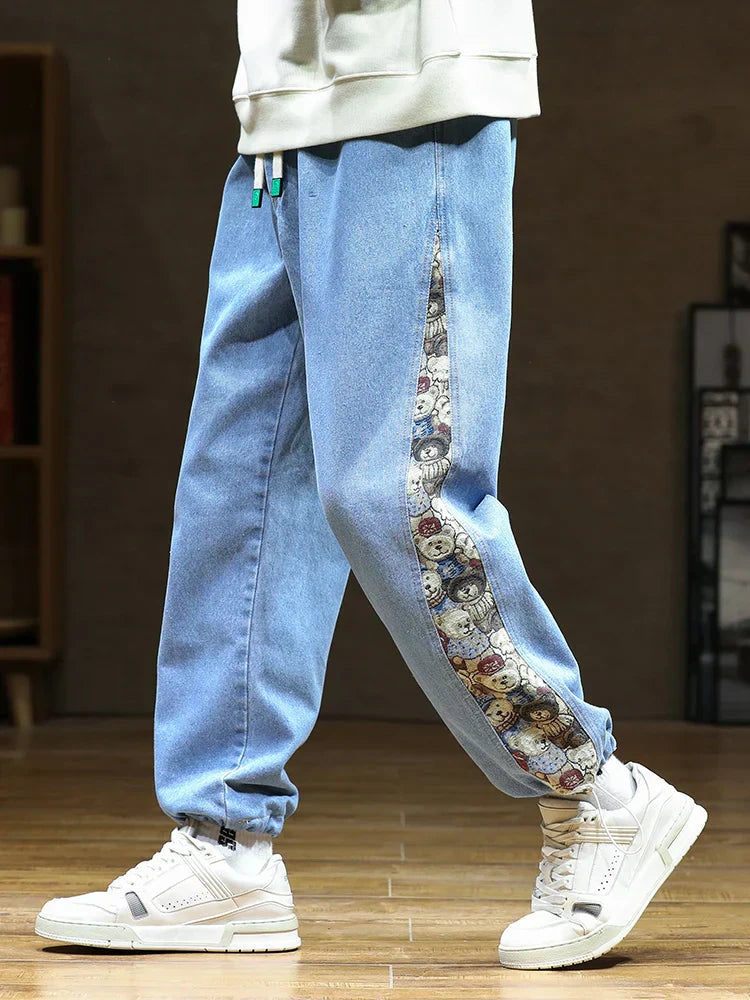 Jax | Men's Baggy Denim Jeans with Bear Patch